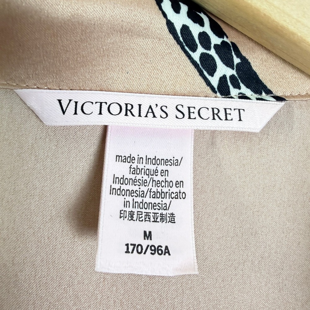 Victoria's Secret Satin Pajama Set Leopard Print Tan Black 2 Piece NWT Medium - Picture 9 of 9